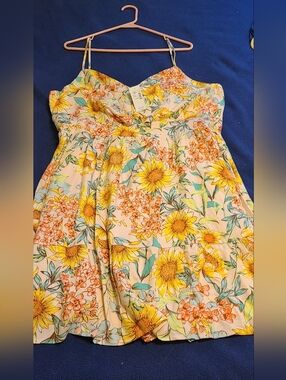 Maurice’s Women’s XXL Sun Dress Pink Floral Tiered Spaghetti Straps BodiceCutout